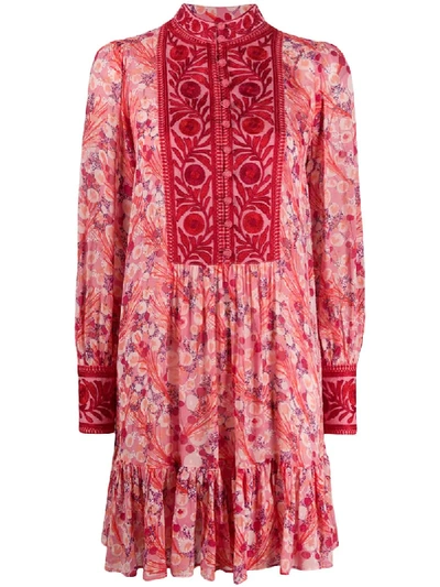 Shop Bytimo Jacquard Floral-print Dress In Pink