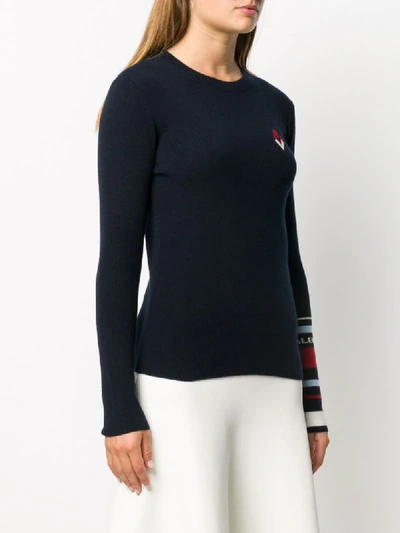 Shop Valentino Geometric-detail Ribbed Jumper In Blue