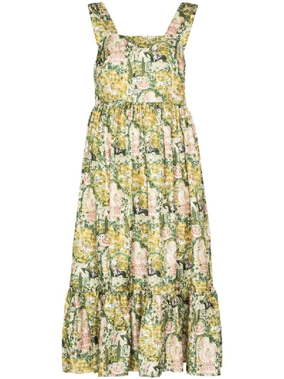 Shop Shrimps Sylvia Floral-print Midi Dress In Green