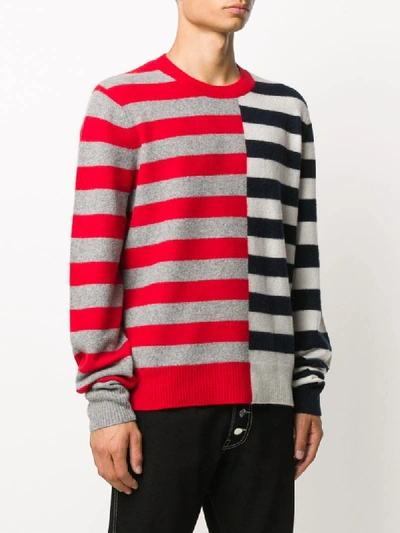 Shop Helmut Lang Striped Crew-neck Sweater In Red