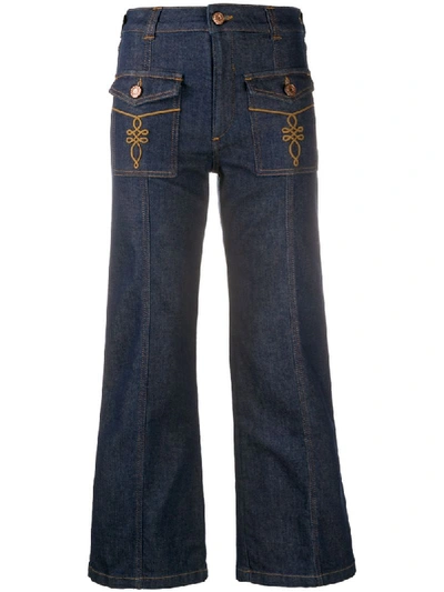 Shop See By Chloé Mid-rise Flared Jeans In Blue