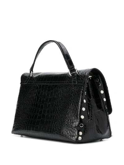 Shop Zanellato Croc-embossed Leather Bag In Black