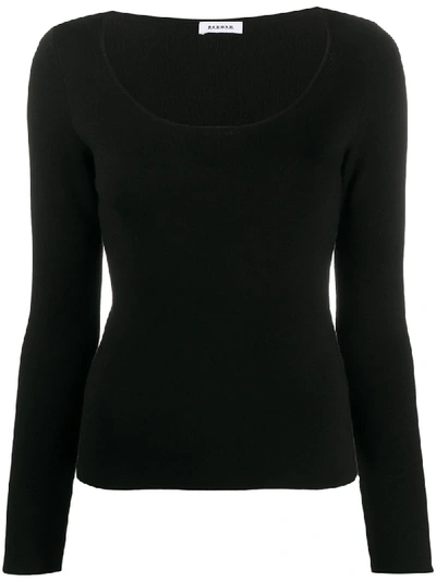 Shop P.a.r.o.s.h Lyric Scoop Neck Knitted Top In Black
