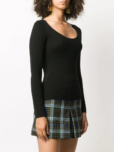 Shop P.a.r.o.s.h Lyric Scoop Neck Knitted Top In Black