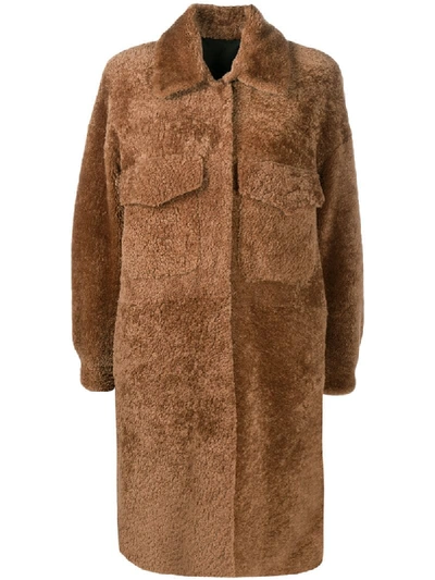 Shop Simonetta Ravizza Reversible Single-breasted Coat In Brown