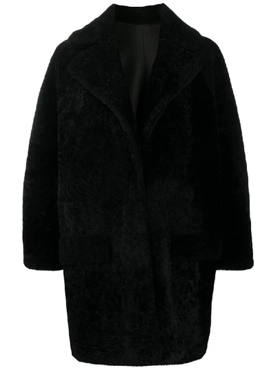 Shop Simonetta Ravizza Shearling Single-breasted Coat In Black