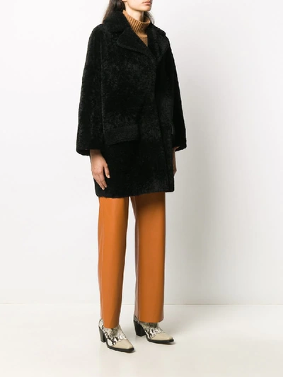 Shop Simonetta Ravizza Shearling Single-breasted Coat In Black