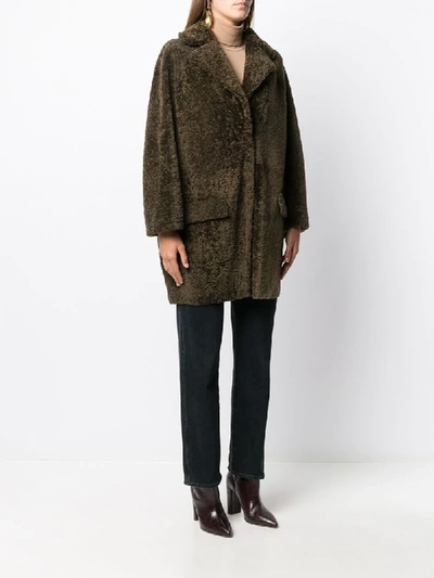 Shop Simonetta Ravizza Relaxed Faux-fur Coat In Green