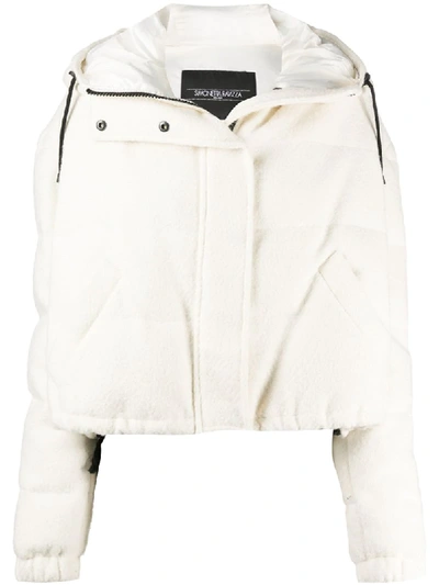 Shop Simonetta Ravizza Cropped Hooded Puffer Jacket In White