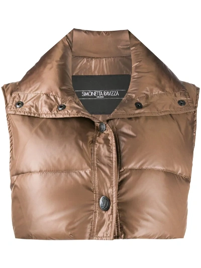 Shop Simonetta Ravizza Cropped Padded Gilet In Brown