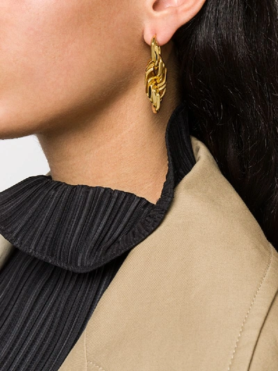 Shop Bottega Veneta Link Drop Earrings In Gold