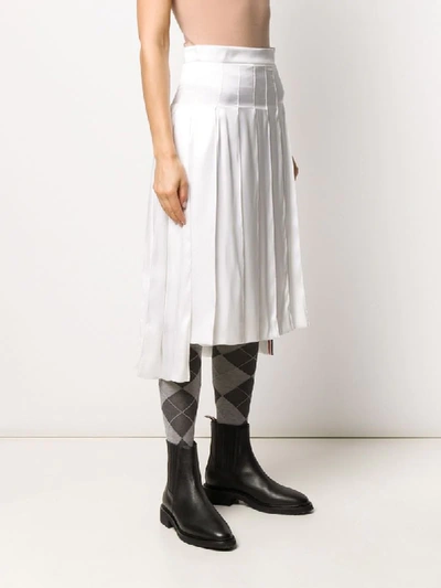 Shop Thom Browne Dropped Back Pleated Skirt In White