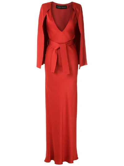 Shop Gloria Coelho Cape Long Dress In Red
