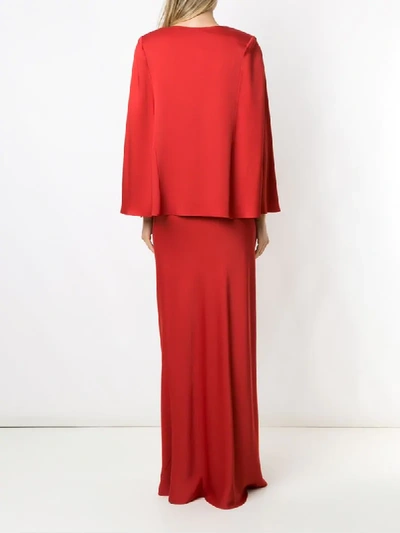 Shop Gloria Coelho Cape Long Dress In Red