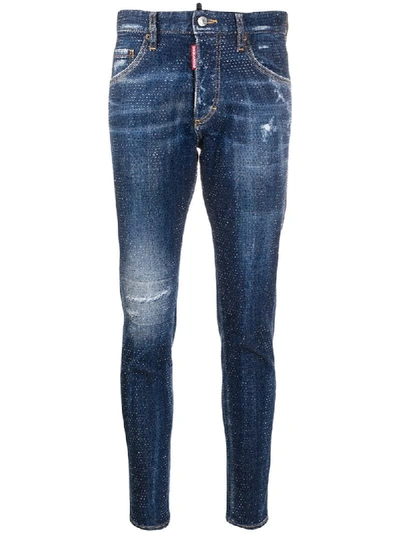 Shop Dsquared2 Rhinestone-embellished Skinny Jeans In Blue