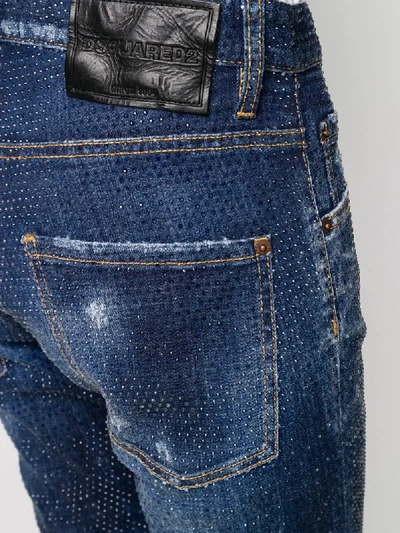 Shop Dsquared2 Rhinestone-embellished Skinny Jeans In Blue