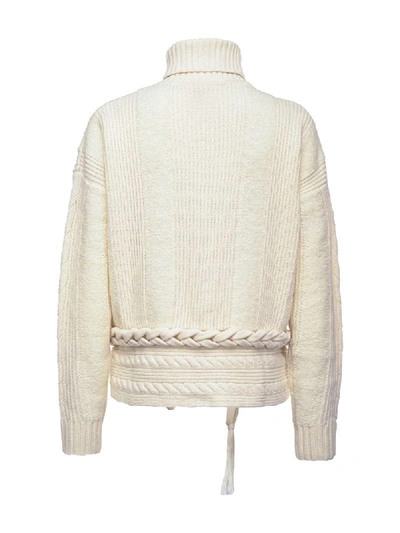 Shop Pinko Cable Knit Detail Jumper In White