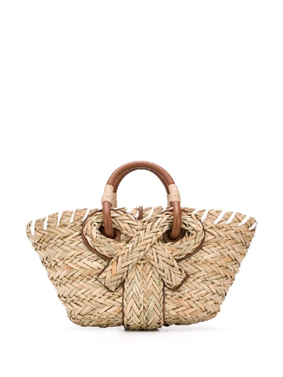 Shop Anya Hindmarch Woven Bow Detail Tote Bag In Neutrals