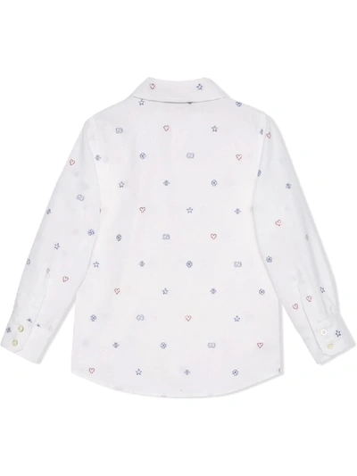 Shop Gucci Embroidered Symbols Shirt In White