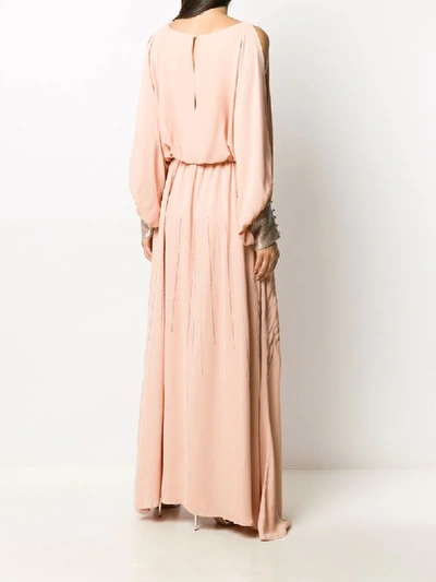 Shop Christian Pellizzari Bead-embellished Long Dress In Pink