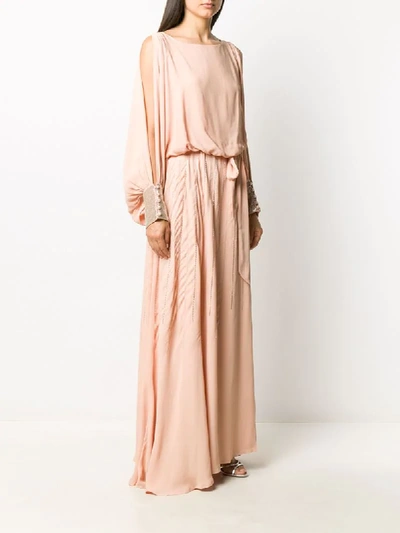 Shop Christian Pellizzari Bead-embellished Long Dress In Pink