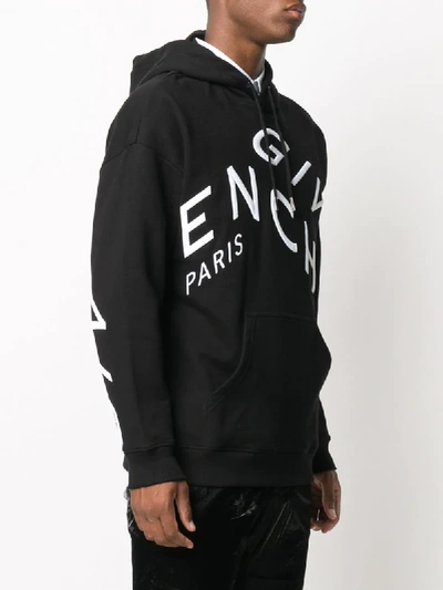 Shop Givenchy Refracted Logo Embroidery Hoodie In Black