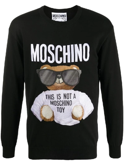 Shop Moschino Teddy Bear Crew Neck Sweatshirt In Black