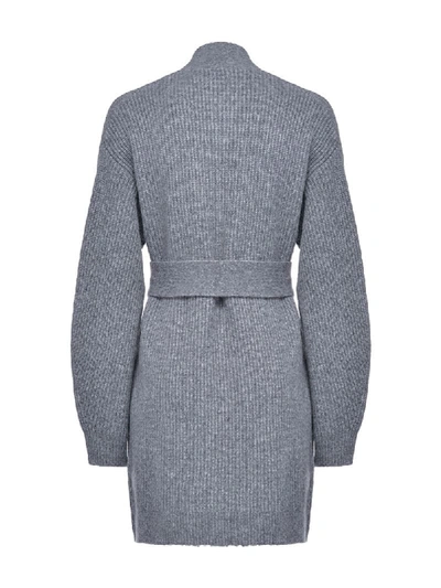 Shop Pinko Tie Waist Cardigan In Grey