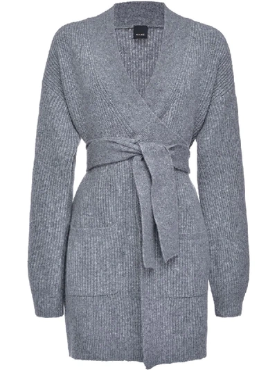 Shop Pinko Tie Waist Cardigan In Grey