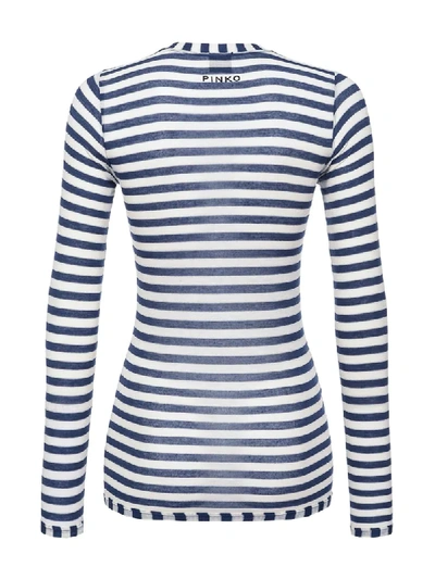 Shop Pinko Striped Long Sleeve Top In White