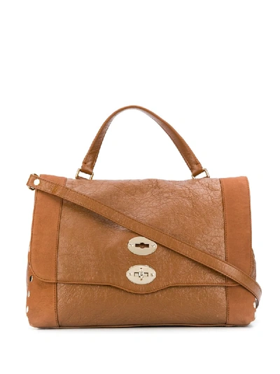 Shop Zanellato Textured Leather Tote Bag In Brown