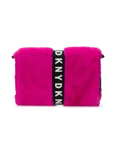 Shop Dkny Faux-fur Shoulder Bag In Pink