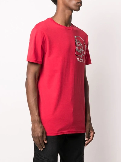 Shop Philipp Plein Outline Skull Crew Neck T-shirt In Red