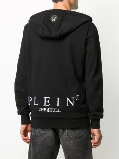 Shop Philipp Plein Embroidered Skull Hoodie In Black