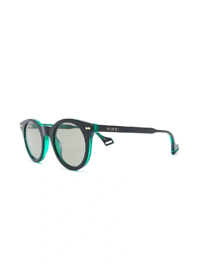 Shop Gucci Two-tone Round Frame Sunglasses In Black