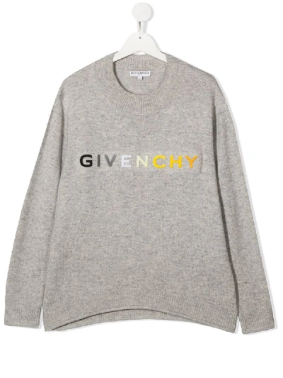 Shop Givenchy Teen Gradient Logo Jumper In Grey
