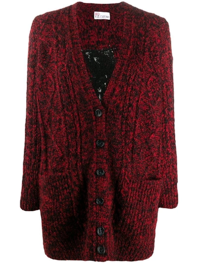 Shop Red Valentino Red Girl Embroidery Cardigan