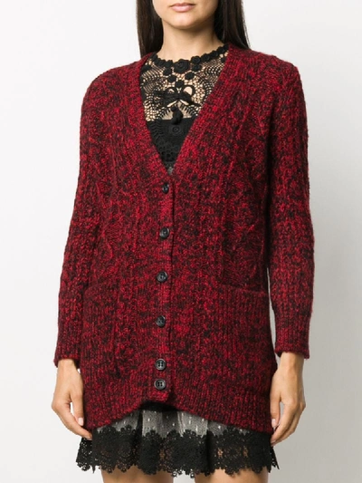 Shop Red Valentino Red Girl Embroidery Cardigan