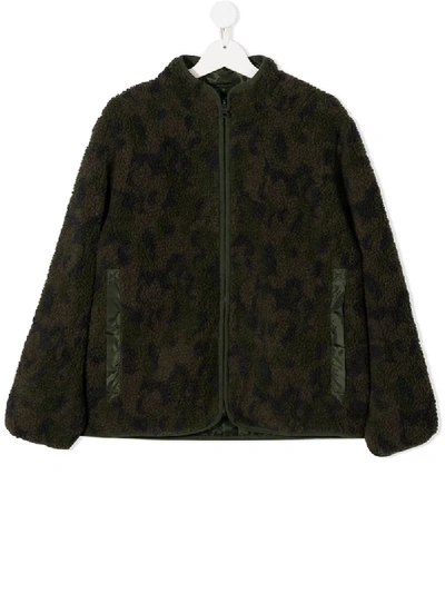 Shop Stella Mccartney Teen Reversible Shearling Jacket In Green