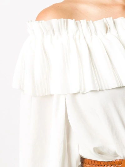 Shop P.a.r.o.s.h Off-shoulder Ruffle Dress In White