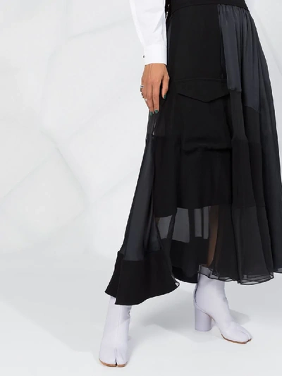 Shop Sacai Patchwork Maxi Skirt In Black