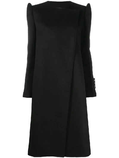 Shop Off-white Double-breasted High-shoulder Coat In Black