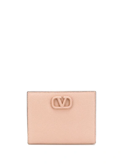 Shop Valentino Vsling Pebbled Wallet In Neutrals