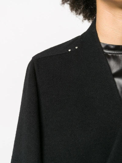 Shop Rick Owens Off-centre Zipped V-neck Coat In Black