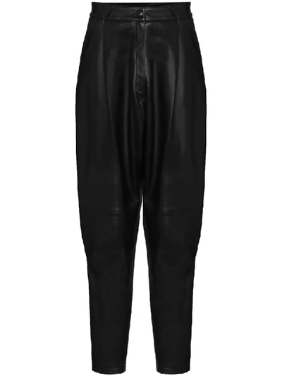 Shop Alessandra Rich High-waisted Tapered Trousers In Black