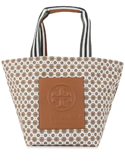 Shop Tory Burch Printed Canvas Tote Bag In Multicolour