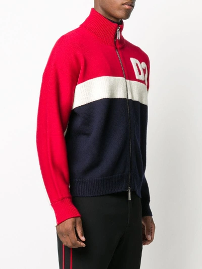 Shop Dsquared2 Logo-patch Zip-up Cardigan In Red