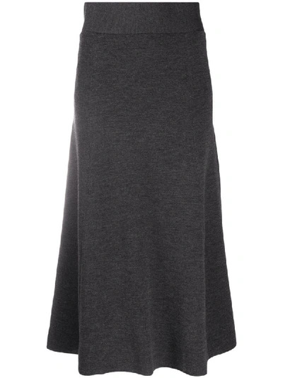 Shop P.a.r.o.s.h Lyric A-line Midi Skirt In Grey