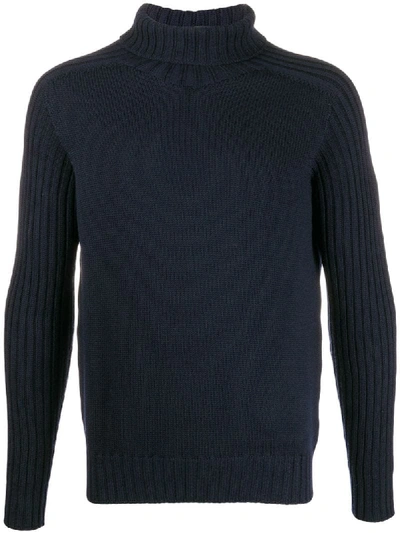 Shop Fileria Ribbed Knit Roll-neck Wool Jumper In Blue