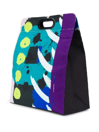 Shop Issey Miyake Painted Top-handle Clutch Bag In Blue
